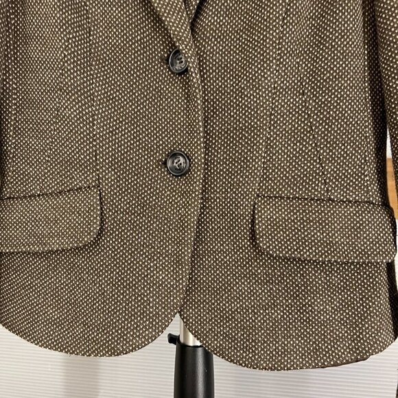 MaxMara Weekend Wool Blend Brown Cream Pattern Unconstructed 2Button Blazer Sz S - Picture 3 of 15